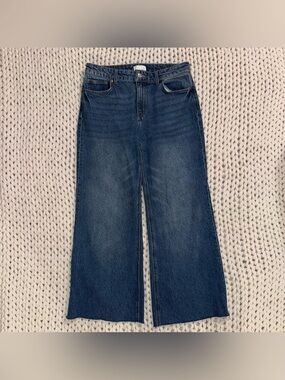 H&M Dark Blue Flared Wide-Leg Jeans